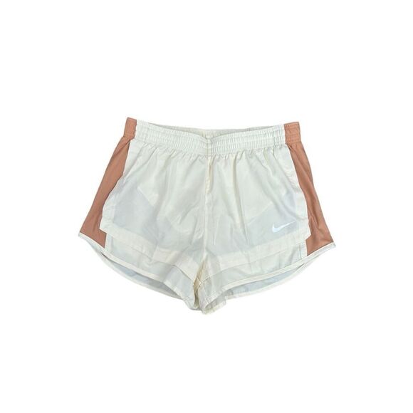 Nike Women's M Dri-fit Tempo Running Shorts Cream Tan Brown Brief Lined Athletic - Picture 1 of 10